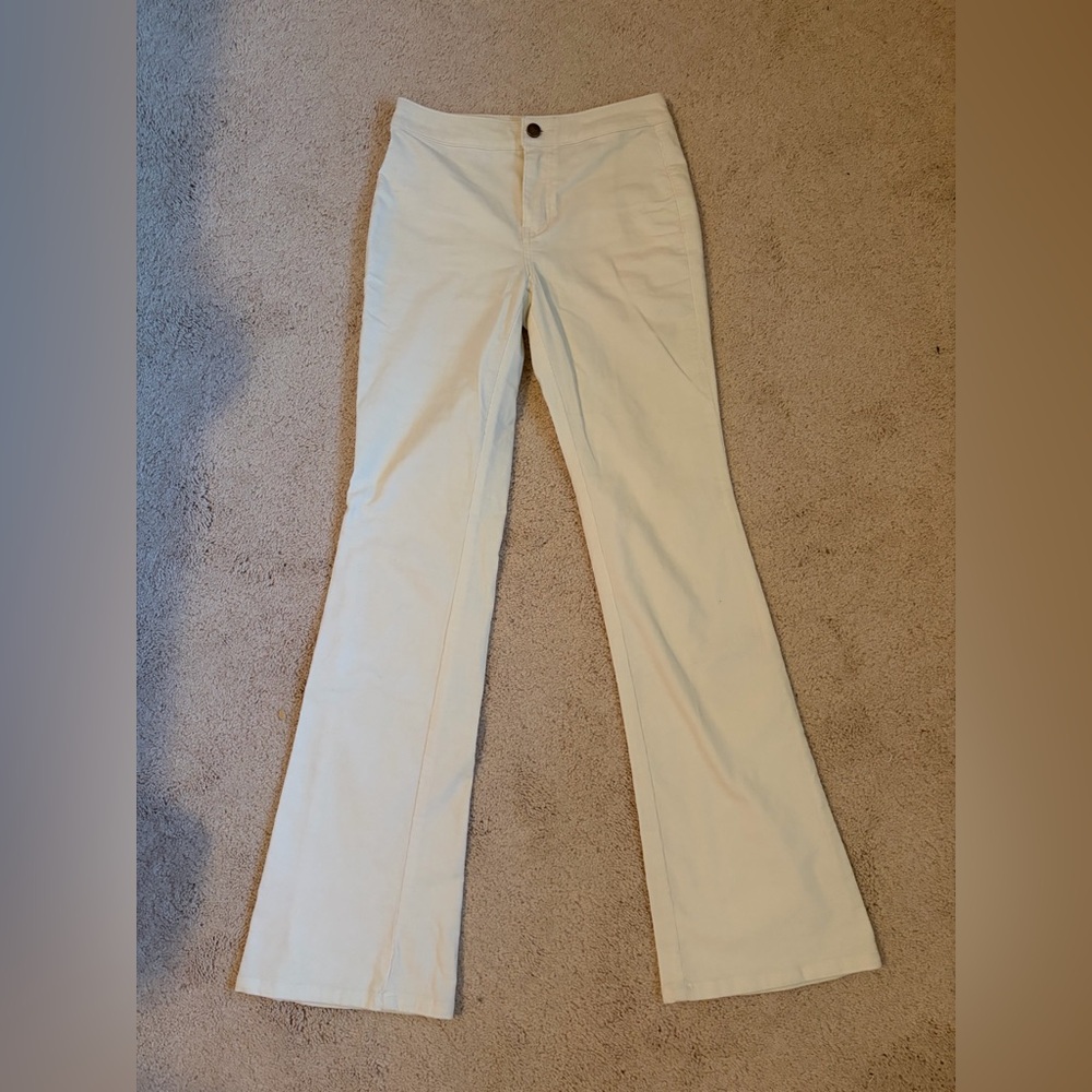 Ivory Corduroy Flare Pants
